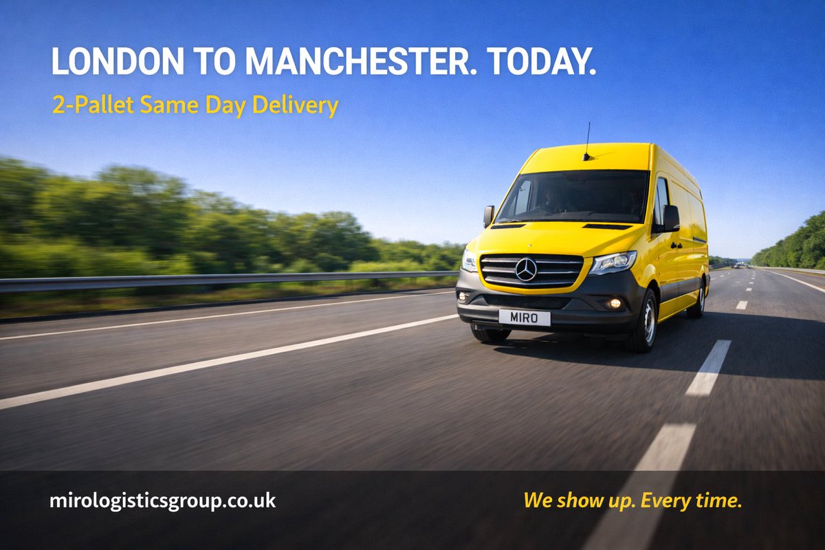 MiroLogistics's tweet photo. 2 pallets. London → Manchester. Same day. 📦
No excuses. No delays. Just delivered.
https://t.co/RHGk9cYGAz
#MIROLogisticsGroup #SameDayCourier https://t.co/MifO9S448C