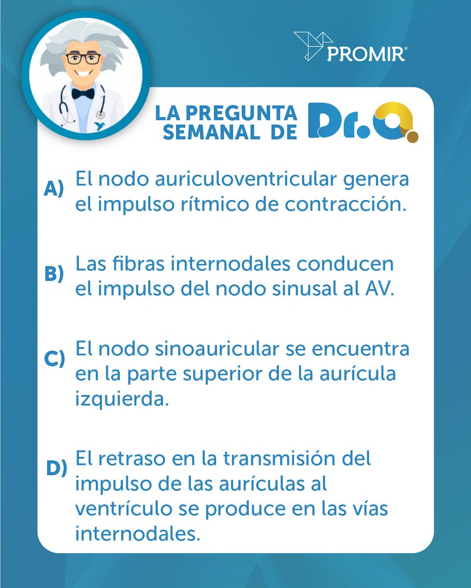 PROMIR_esp's tweet image. 🧠 ¿Aprobarías esta pregunta #MIR de #cardio?

Pon a prueba tu nivel con Dr. Q, descarga la app y entrena tu pensamiento clínico en la partida de los jueves a las 21:00

Android 👉 play.google.com/store/apps/det…

iOS 👉 apps.apple.com/hn/app/doctor-…

#MIR27 #MIR2026 #MIR2027 #examenMIR
