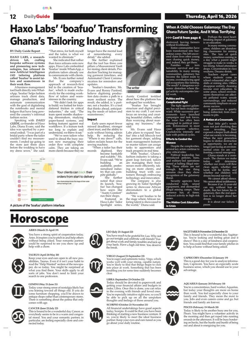 boafuoapp's tweet photo. @DailyGuideGH reported on our work today 🗞️

Tailors who used to lose hours buried in admin, hunting for client measurements, and managing follow-ups, are now spending that time sewing.

That's what boafuo is doing for tailors across Ghana. https://t.co/PHuIpTWR8E