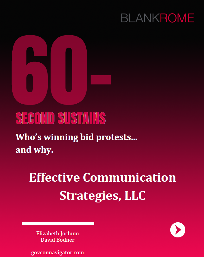 GovConBR's tweet photo. “60-Second Sustains”: Keeping you updated on who is winning #bidprotests and why. Elizabeth Jochum and David Bodner outline a case where evolving requirements conflicted with response deadlines: https://t.co/bDLjO9m1WZ

#govcon
 #bidprotest
 #governmentcontracting https://t.co/Aw6H5H6X8H