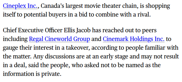 maxwellhouse99's tweet photo. $CGX.TO $CNK Canada’s Cineplex Is Gauging Interest From Potential Buyers
https://t.co/8c4llxZEoV https://t.co/F4ZrBhRc2z