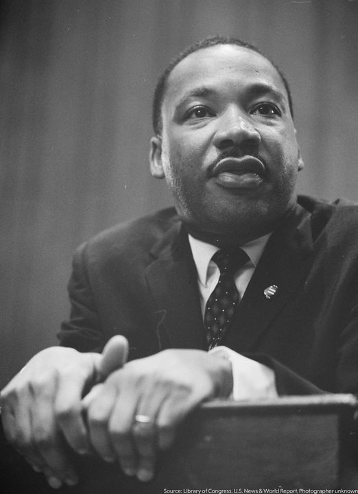 Martin Luther King Jr began writing 'Letter from Birmingham Jail', dated 16 April 1963, in the margins of a newspaper while imprisoned. The letter became an important text for the Civil Rights movement.