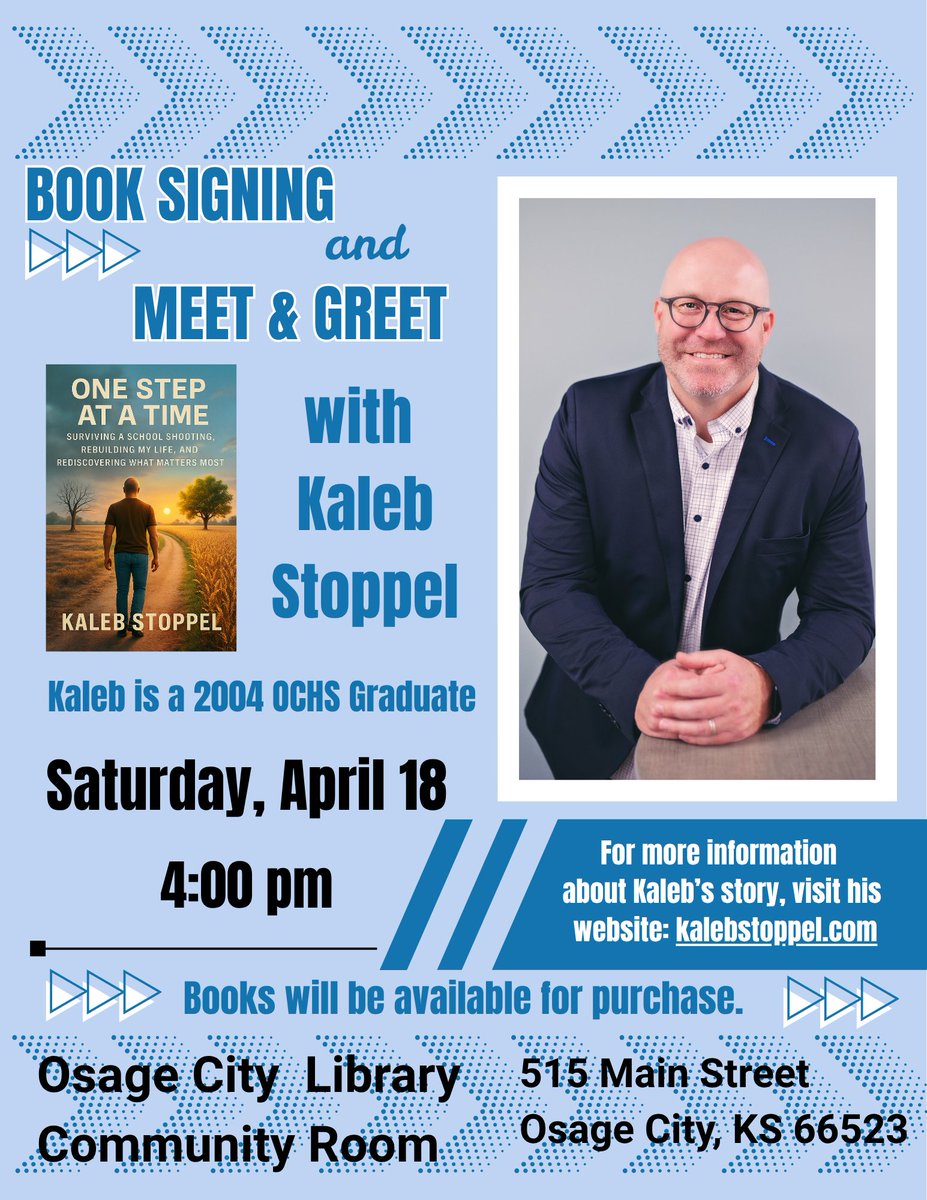 OsageCounty's tweet photo. Osage City Library hosts OCHS graduate, author of school shooting memoir https://t.co/nmPxBQYgKv https://t.co/tjv2UJmI2C