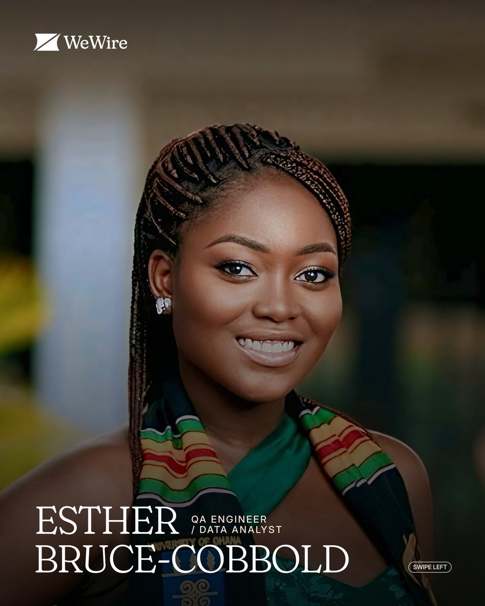 usewewire's tweet photo. Get to know a LiveWire and today we are spotlighting Esther Bruce Cobbold, our QA Engineer and Data Analyst 🔥🔥
#gettoknowus #livewire #wewire #qna https://t.co/oibfJ5Rf2A