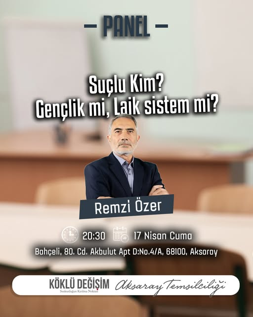 Yarın Aksaray'dayız.
Sürekli canımızı yakan şiddet olaylarını, sosyal çürümeyi, toplumsal yozlaşmayı, bu sorunların kaynağını, gerçek sorumlusunu ve toplumumuzu bu sorunlardan kurtaracak gerçek çözümü konuşacağız.