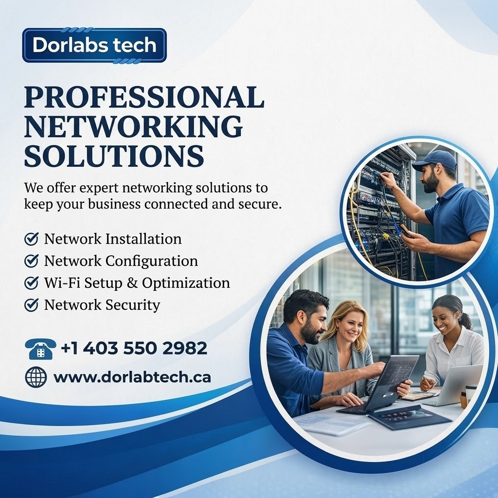 dorlabs74103's tweet image. Stay connected &amp;amp; secure with Dorlabs Tech! Our Professional Networking Solutions cover Network Installation, Configuration, Wi-Fi Setup &amp;amp; Optimization &amp;amp; Network Security for your business. 

📞 +1 403 550 2982 🌐 dorlabtech.ca 

#NetworkingSolutions #WiFi #DorlabsTech