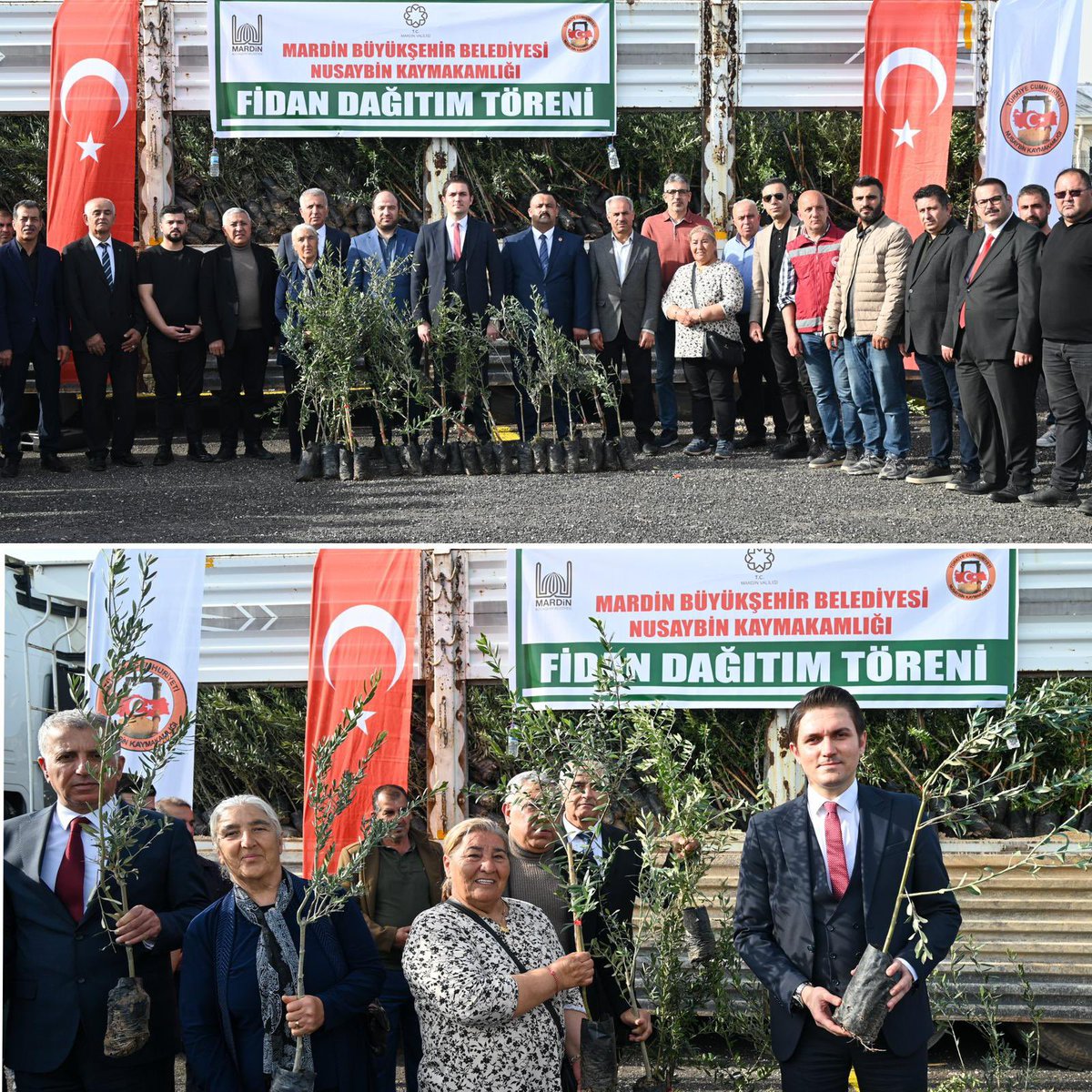 MardinBuyukshr's tweet photo. 📍Nusaybin / 5️⃣.0️⃣0️⃣0️⃣ Zeytin Fidanı Dağıtım Töreni 🫒🫒

Nusaybin Kaymakamı Evren Çakır, Mardin Büyükşehir Belediyesi Tarımsal Hizmetler Daire Başkanı  Yavuz, Nusaybin İlçe Tarım ve Orman Müdürü Mehmet Doğan, Mardin Büyükşehir Belediyesi Muhtarlık İşleri Daire Başkanı Ahmet Tulga, Kurum Müdürleri, Siyasi Parti Temsilcileri ve çiftçilerimizin katılımlarıyla,

✅ Mardin Büyükşehir Belediyesi, İlçe Kaymakamlığı ve İlçe Tarım ve Orman Müdürlüğü iş birliğinde “Zeytin Fidanı Dağıtım Projesi” kapsamında çiftçilerimize zeytin fidanı dağıtımı gerçekleştirildi.

✅Toprağımız verimli, zeytinimiz bereketli olsun.