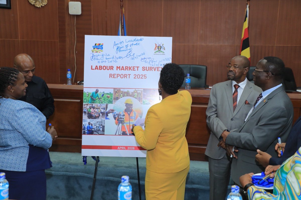 StatisticsUg's tweet image. Earlier today,  Hon. Amos Lugoloobi, Minister of State for Planning, @mofpedU officially launched the Labour Market Survey Report 2025 alongside other dignitaries.

The report provides detailed and critical insights into labour supply and demand.

#UBOS #DataForDevelopment