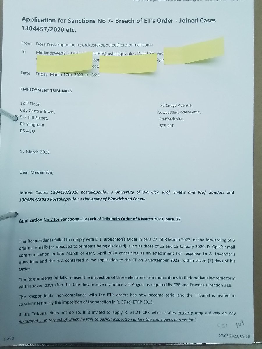 d_kostakopoulou's tweet image. More perfectly legitimate and clear applications which EJ Camp claimed to be 'totally without merit'! Why should @uniofwarwick and @SHMAlegal have any regard for the law and for ET rules when they know in advance that all their breaches will be covered up by EJ Camp and the EAT?