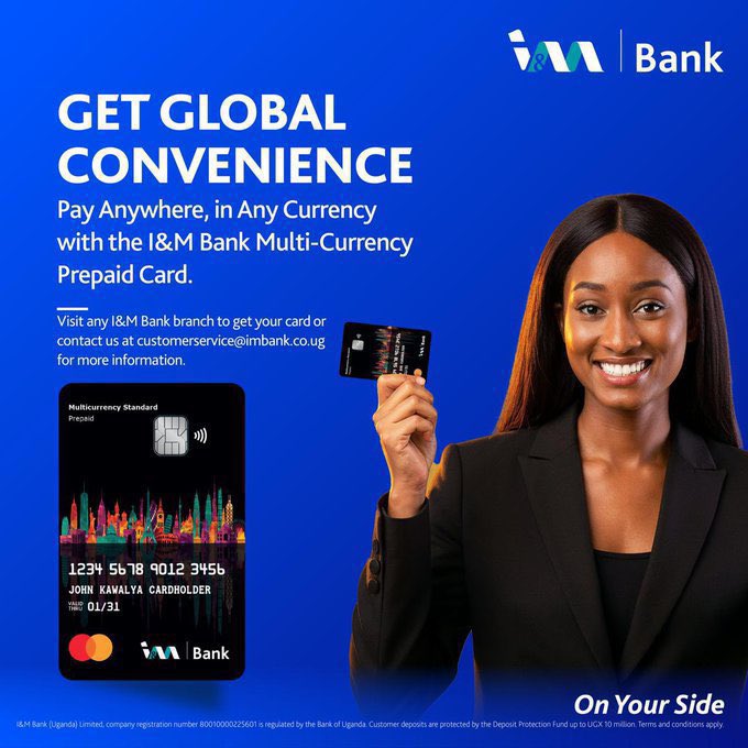 kirya_ug's tweet photo. Are you a business person, a trader, a tourist or an investor, we now welcome you to the future. 

With the @imbankug Multi-Currency Prepaid Card you can now safely move, transfer or even send more than 9 currencies in and abroad in the most convenient way possible.

Secure, fast, reliable, convenient and easy to carry. Visit any @imbankug branch today and pick up your card.

#IMBankPrepaidMastercard