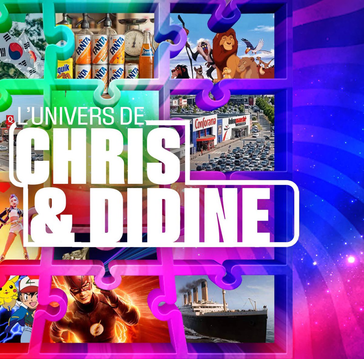 CCPRODDESIGN's tweet photo. 🔥 Nouveau projet signé CC PROD DESIGN

✨ L’UNIVERS DE CHRIS &amp; DIDINE ✨

Un logo en mode puzzle 🧩 : du ROI LION à FORT BOYARD… et bien plus 👀

Tout n’est pas encore visible 😉
👉 d’autres univers arrivent !

#Prod #Design #Graphic https://t.co/dULX5vLRTl