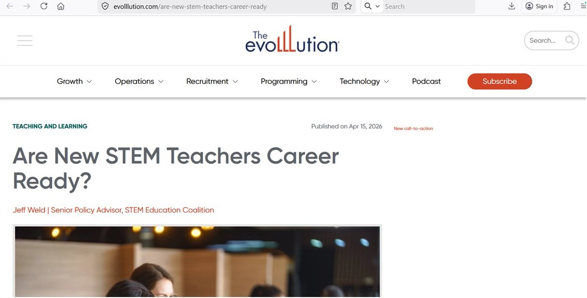 JdWeld's tweet photo. Are new teachers coming out of prep programs STEM ready*? The most profound of Grand Challenges** to the advancement of STEM.  
*  https://t.co/sqhORALFml 
**https://t.co/yrH9uSLElu 
@AACTE
@SOA_2050
@leadershipSTEM
#STEMEducation @TheEvolllution https://t.co/xMKhwMkevg