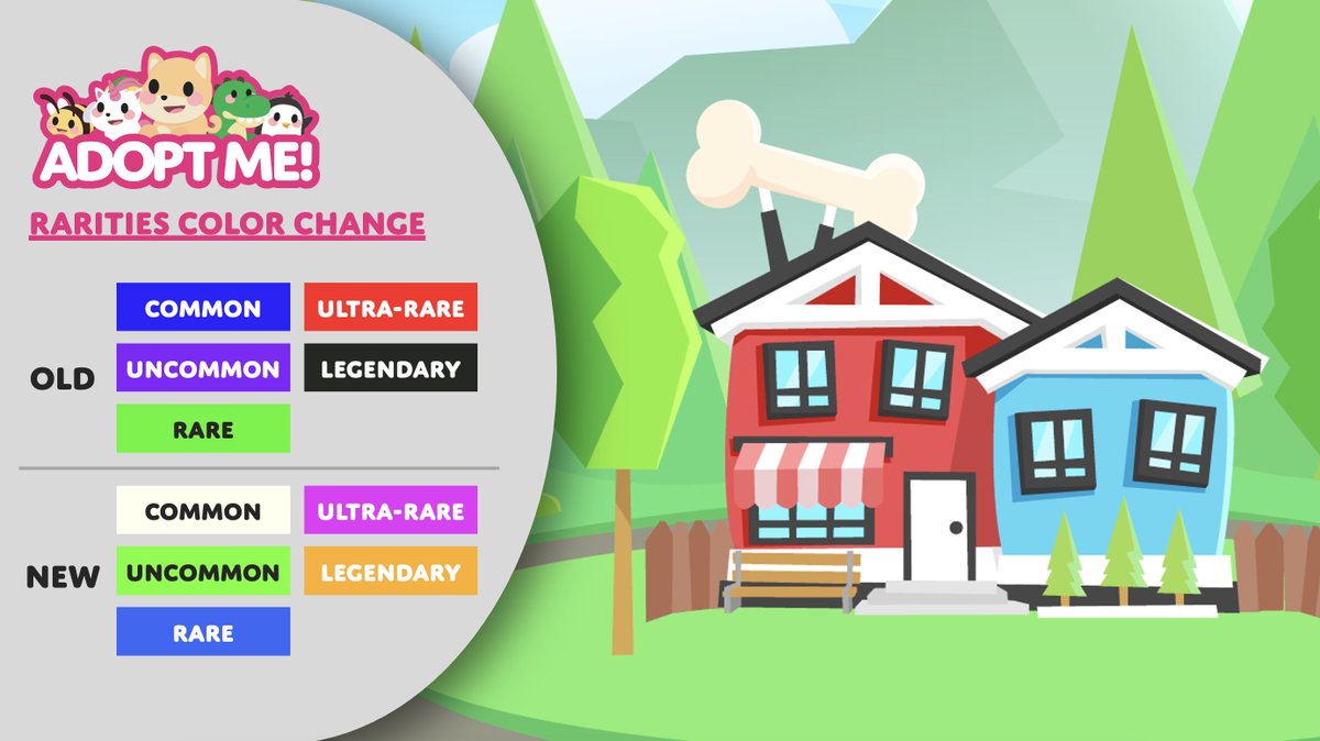 calculus03_'s tweet image. So... the rarities colors are about to change tomorrow in #AdoptMe...

Common: 🔵 becomes ⚪️
Uncommon: 🟣 becomes 🟢
Rare: 🟢 becomes 🔵
Ultra-Rare: 🔴 becomes 🟣
Legendary: ⚫️ becomes 🟠

What do you think of this change?