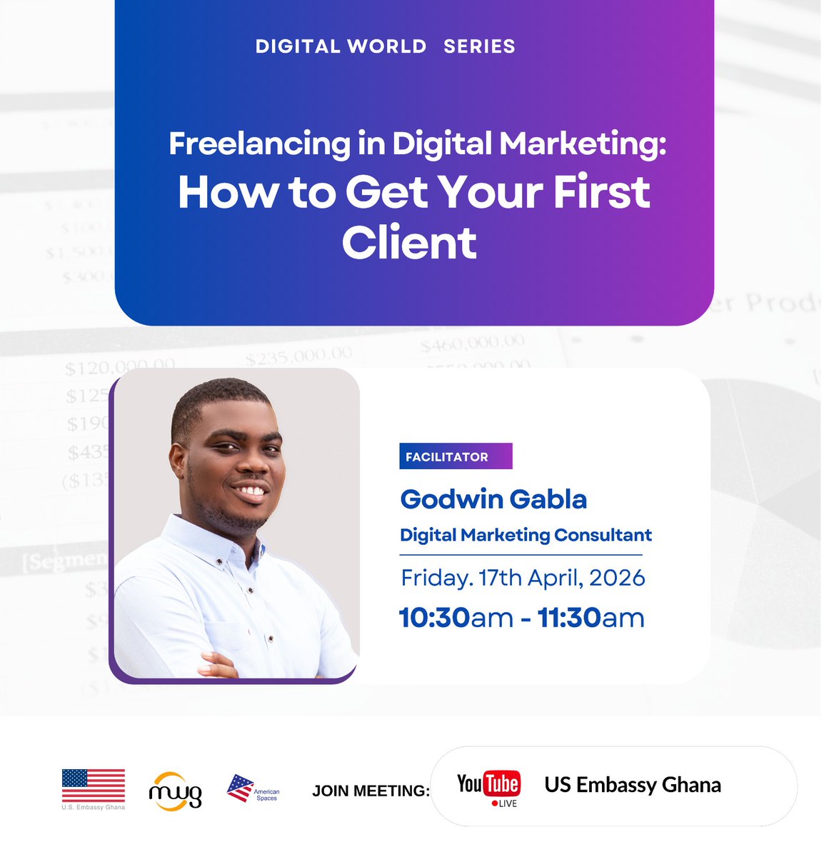 MobileWebGhana's tweet image. Ever wondered how people make money online? 
Join our FREE session: Freelancing in Digital Marketing – How to Get Your First Client
📅 Apr 17, 2026 | ⏰ 10:30–11:30 AM 
Register : forms.gle/KNq1529kaqYNVn…

#digitalmarketing #freelancing #onlinebusiness #learnandearn #futureofwork