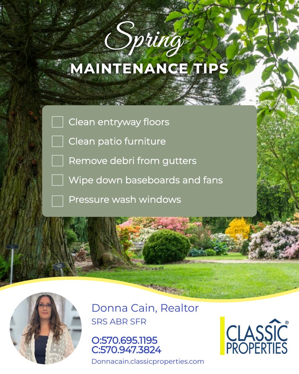 donnacrealtor's tweet image. Spring is in full bloom 🌸—the perfect time to give your home some TLC!

A little seasonal maintenance = a fresher, cleaner, happier space 🌿✨

Are you an early bird or last-minute spring cleaner? 🧼

#springcleaning #springchecklist