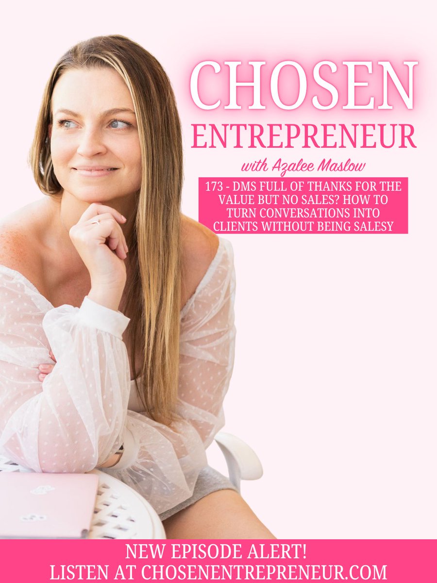 Azalee_Maslow's tweet photo. Are you guilty of coaching in your DMs? Listen to this weeks pod by searching for "Chosen Entrepreneur" on your fav podcast app! https://t.co/W4WNLJyidO
