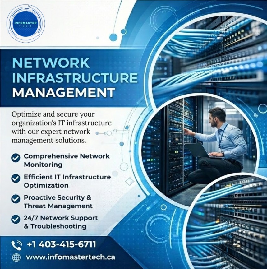 infomastertech's tweet image. Optimize your network with InfoMaster Tech! Comprehensive Monitoring, IT Optimization, Security &amp;amp; Threat Management &amp;amp; 24/7 Support. 

📞 +1 403-415-6711 🌐 infomastertech.ca 

#NetworkManagement #IT