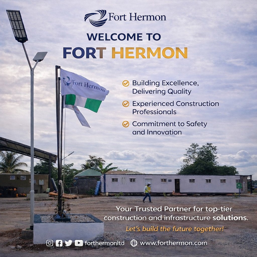 fort_hermon's tweet photo. 𝐖𝐞𝐥𝐜𝐨𝐦𝐞 𝐭𝐨 𝐅𝐨𝐫𝐭 𝐇𝐞𝐫𝐦𝐨𝐧 . Where every project is handled with precision, professionalism, and purpose. top-tier construction and infrastructure solutions you can trust.

Let’s build the future together.

📧 info@forthermon.com
🌐 https://t.co/JkPRnbsn1I https://t.co/wrzeycLnpv
