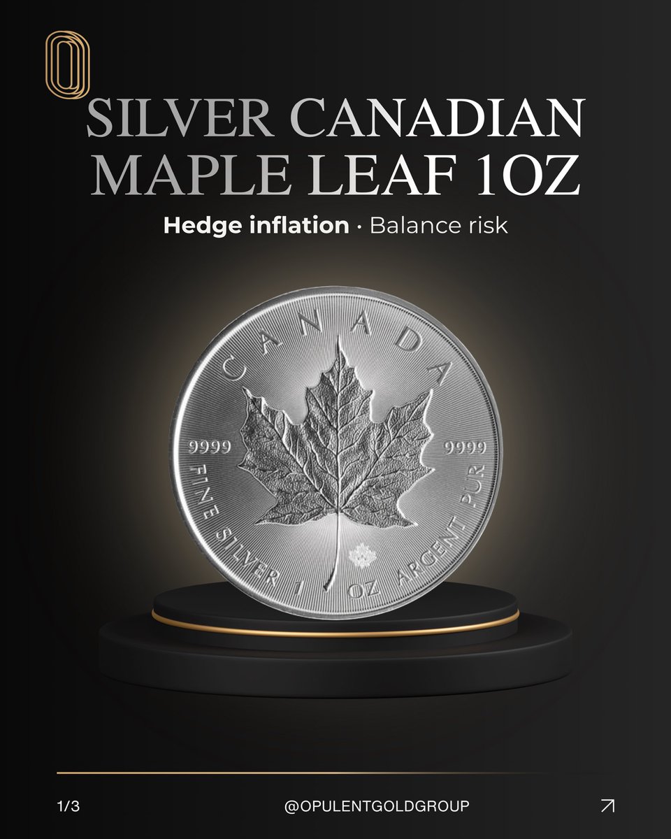 OpulentGoldco's tweet photo. 🚨 THIS is what REAL wealth protection looks like 🚨

When markets feel uncertain… smart investors turn to what’s proven.

🍁 The Silver 1oz Canadian Maple Leaf isn’t just a coin — it’s one of the purest silver bullion assets in the world.
#silver #Finance #coins #investing https://t.co/vthrQuruub