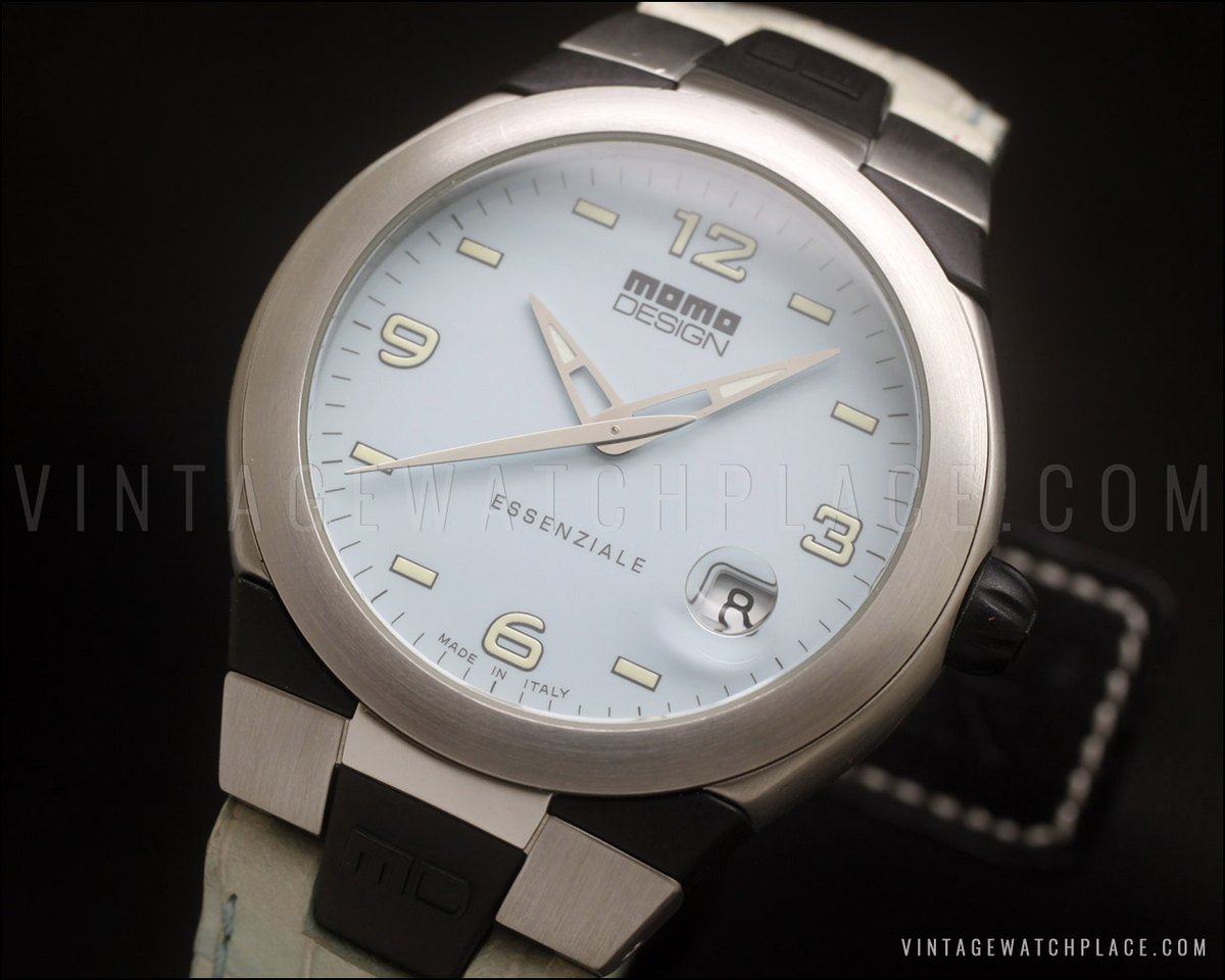 New Old Stock rare Momo Design Essenziale  MD-046 vintage watch, stainless steel, beautiful dial, colorful,  very scarce, with original strap and hang tag, NOS. vintagewatchplace.com/new-old-stock-…
