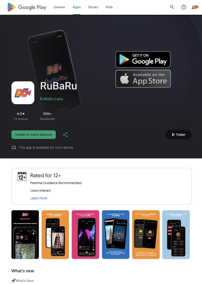 RuBaRu_app's tweet image. 🚀 50,000+ Downloads on Google Play Store

No ads. No paid campaigns. Just pure community love.

This is what happens when people believe in a better way to do #social.

Thank you for being early, for trusting us, for #building with us ❤️

Our team + community are pushing every