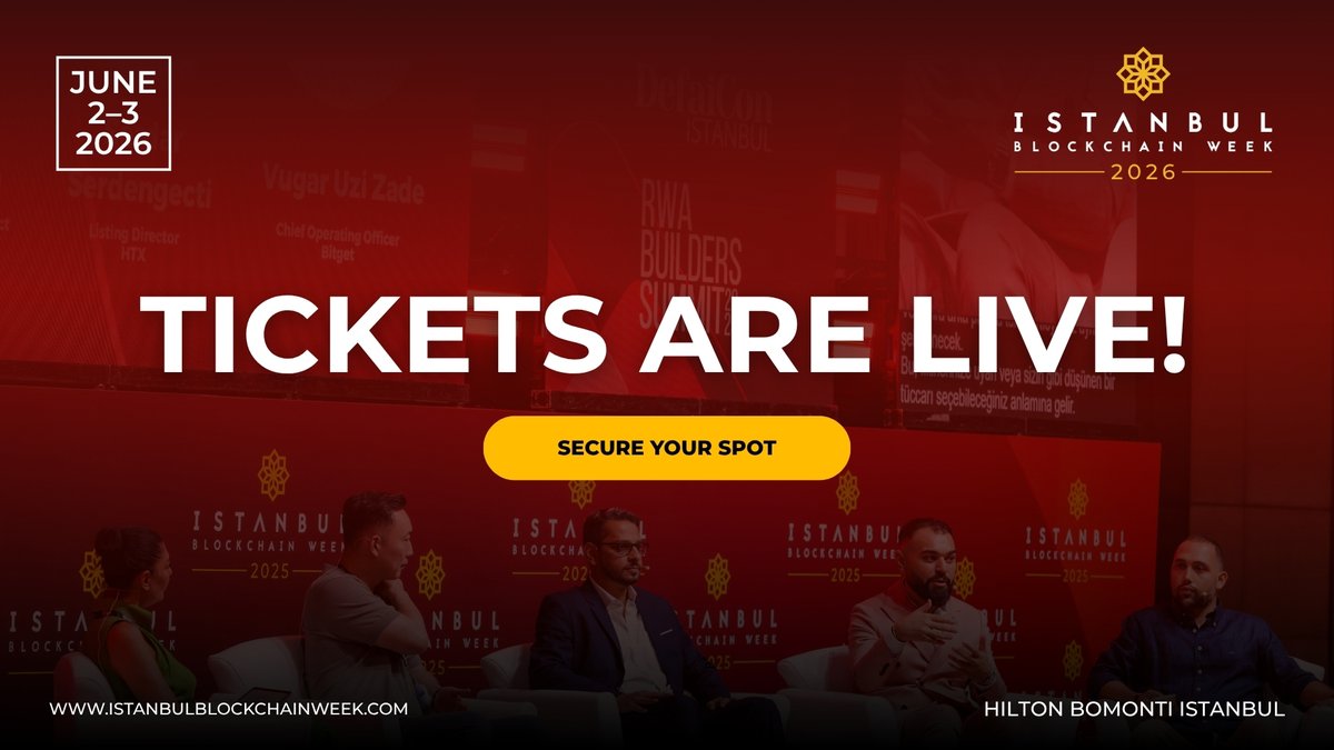 🚨 TICKETS. ARE. LIVE.

Türkiye's leading Web3 event is calling 🇹🇷

📅 June 2-3, 2026 | Hilton Bomonti, Istanbul 

🎟️Secure your spot: istanbulblockchainweek.com/tickets/

#IBW2026