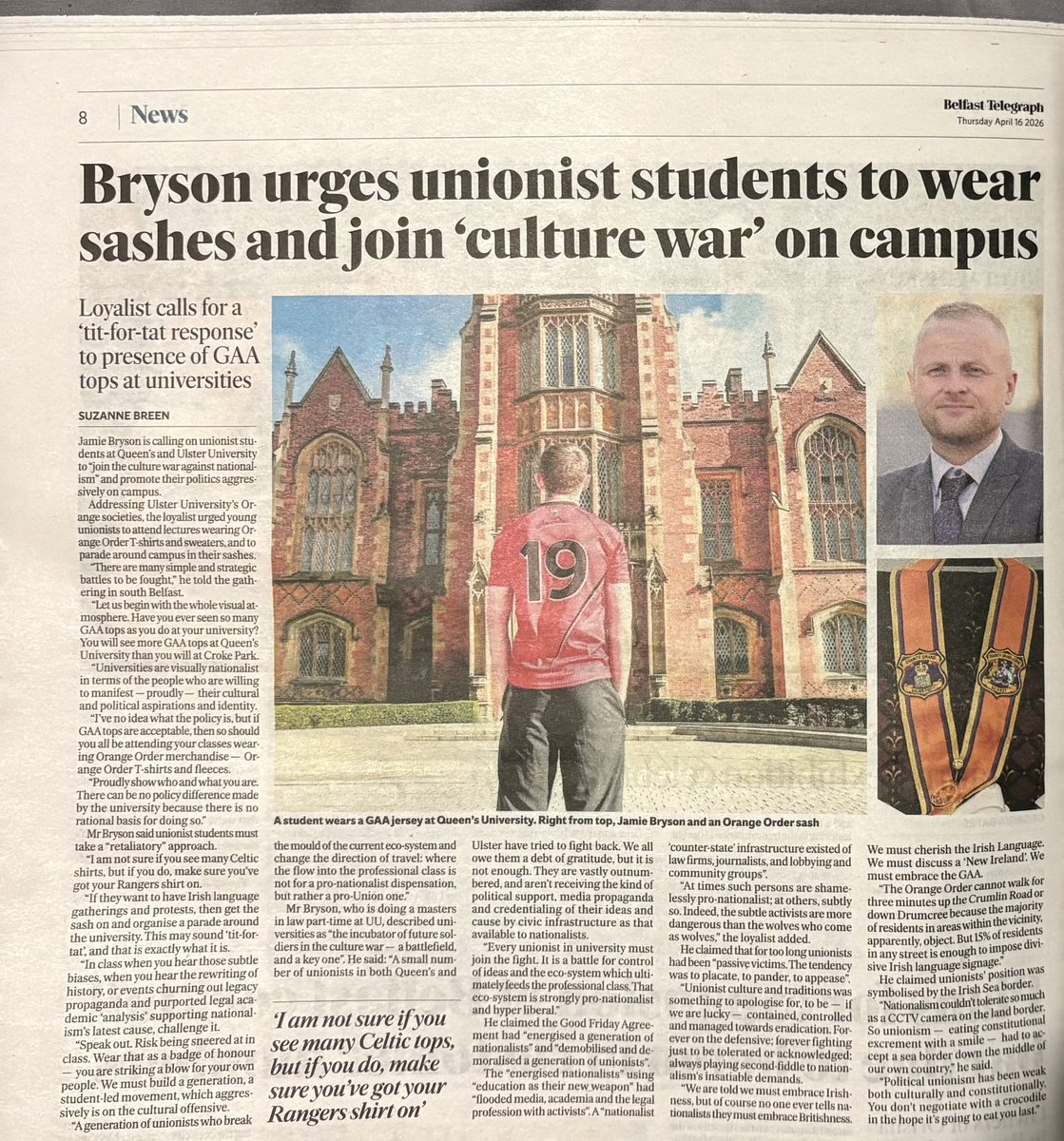 Jamie Bryson tweet media