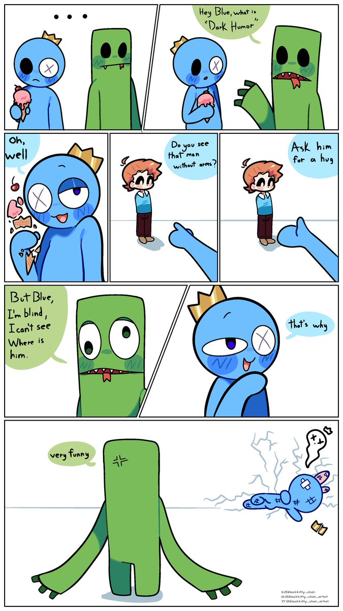 Blackkitty_chan's tweet image. poor Blue 🥀🥀🥀 

#RainbowFriends #Blue #Green 
#comic