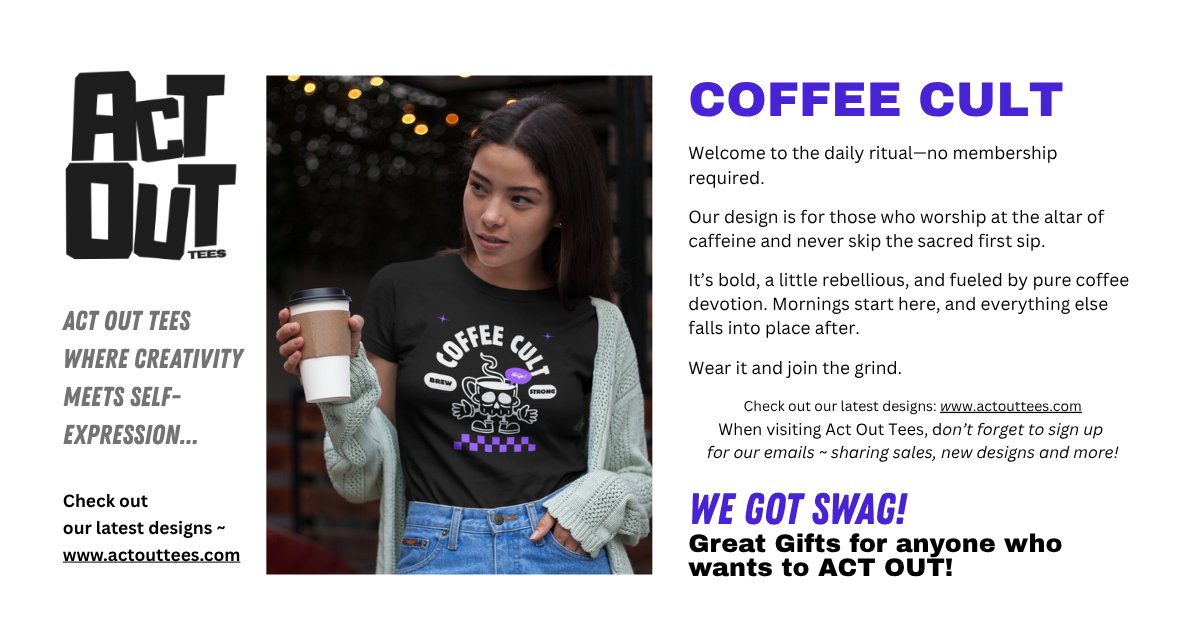 JoeNendza17334's tweet image. COFFEE CULT
Our design is for those who worship at the altar of caffeine and never skip the sacred first sip.
Act Out Tees ~ actouttees.com
#coffee #caffeine #cult #brew #espresso #barista #morning #ritual #addict #energy #PrintOnDemand #Tees
