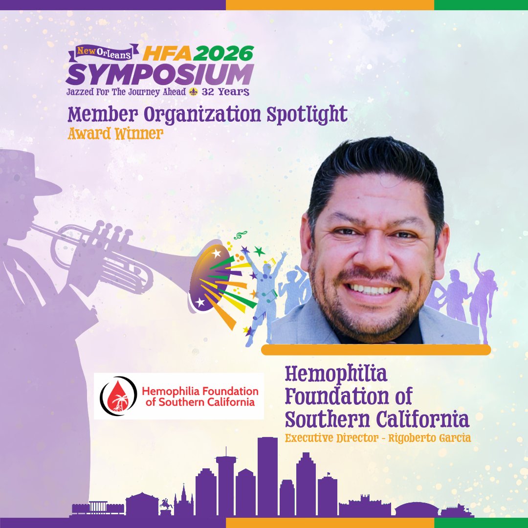 hemophiliafed's tweet image. Member Organization Spotlight Award 🎉

Congrats to the Hemophilia Foundation of Southern California &amp;amp; ED Rigoberto Garcia!

Serving 4,000+ members with innovative, culturally responsive programs like Familia de Sangre 💙

#Symposium #NewOrleans