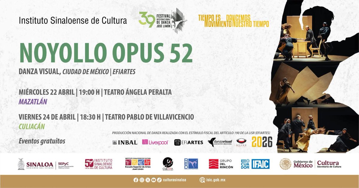 DanzaVisual's tweet photo. Danza Visual formará parte del 39 Festival Internacional de Danza José Limón 2026 con la presentación de Noyollo Opus 52, una propuesta escénica que articula danza, música y voz a partir de la obra Liebeslieder Walzer Op. 52 de Johannes Brahms.

#danzavisual #NoyolloOpus52 https://t.co/oHw8Jb0JxH