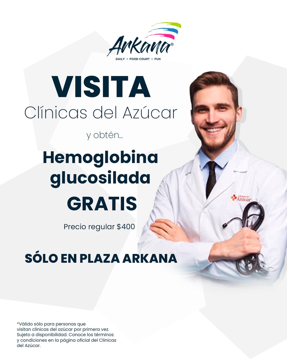 ArkanaNorte's tweet photo. 🩺✨ ¡Tu salud también tiene espacio en Plaza Arkana!

Ahora puedes visitar Clínicas del Azúcar en planta baja, a un costado de Mati Outlet y aprovechar este gran beneficio 👇

💉 Hemoglobina glucosilada GRATIS
💲 (Valor regular $400) https://t.co/mNJ2ifOW2E