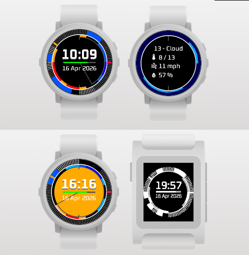 Chris_DL's tweet photo. Another big update for Skyarc, my dev contest entry - many new configurations, design refinements, more current weather data, and support for ALL Pebble devices!

Try it and give a heart ❤️ or a repost 🔁please!
https://t.co/zmntwmrmhu https://t.co/5Tne1pfxAB