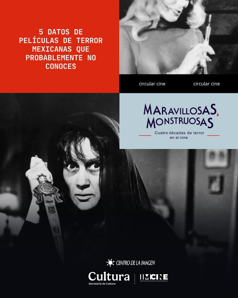 imcine's tweet photo. Estos son 5 datos curiosos de las películas que podrás encontrar en la exposición 'Maravillosas, Monstruosas. Cuatro décadas de terror en el cine.' 

Disfruta de los fotogramas de las películas más icónicas del terror mexicano en @cimagen hasta el 26 de abril. https://t.co/BgfoXpKYhW