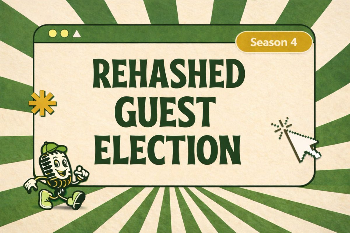 Web3Rehashed's tweet photo. It’s time!😎

DAO members can now vote for the best guests for Season 4 of Rehashed.

Who would you love to see on the show? You decide, we’ll make it happen.

Not a DAO member yet? Join us by filling out the Google form on our website in the “Join Us” section.

Voting closes in 2 weeks, so don’t miss your chance!