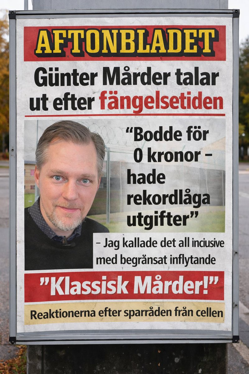 🚨 Günter Mårder talar ut efter fängelsetiden:

– Boende: 0 kr
– Mat: serverad
– Transport: 0 kr
– Shopping: stoppad

”Jag satt inte bara av tid. Jag satt även av kostnader.”
#finanstwitter #sparadkrona