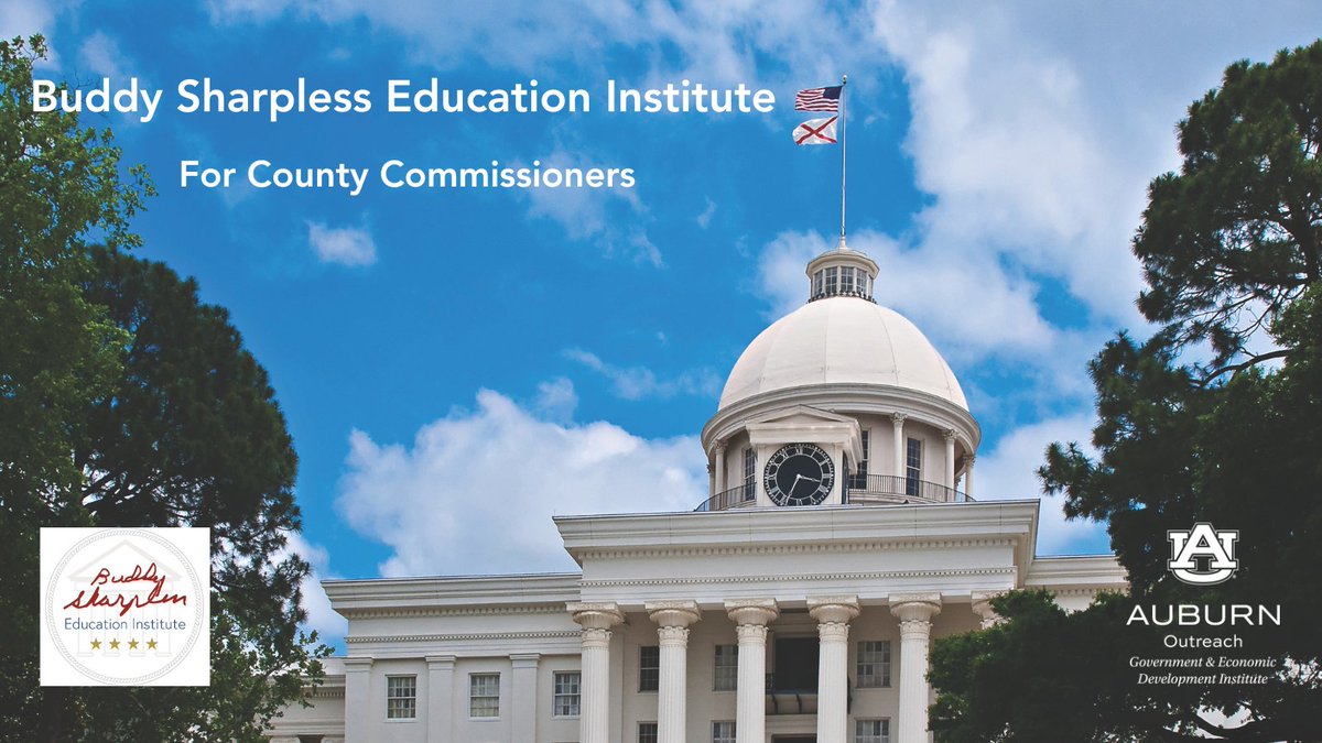 gediau's tweet image. Did you know Alabama #CountyCommissioners must complete 50 hours of #training within 2 years of election? The Buddy Sharpless Education Institute prepares commissioners for their roles, with advanced training also available. Commissioners, visit outreach.auburn.edu/gedi/bsei.php to enroll.