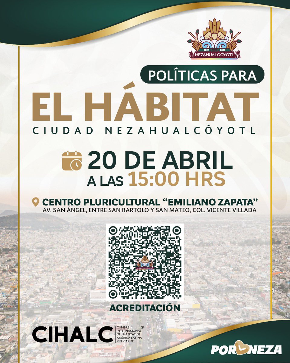 ECUMX's tweet photo. 🗣️Este 20 de abril a las 15:00 hrs se realizará “Políticas para el Hábitat” en Ciudad Nezahualcóyotl. Participará @nc_izabal, presidenta del ECUM, con la ponencia: “El urbanismo como herramienta de mejora de nuestras ciudades: el caso del oriente del Estado de México”. https://t.co/yMyLGOSrIV