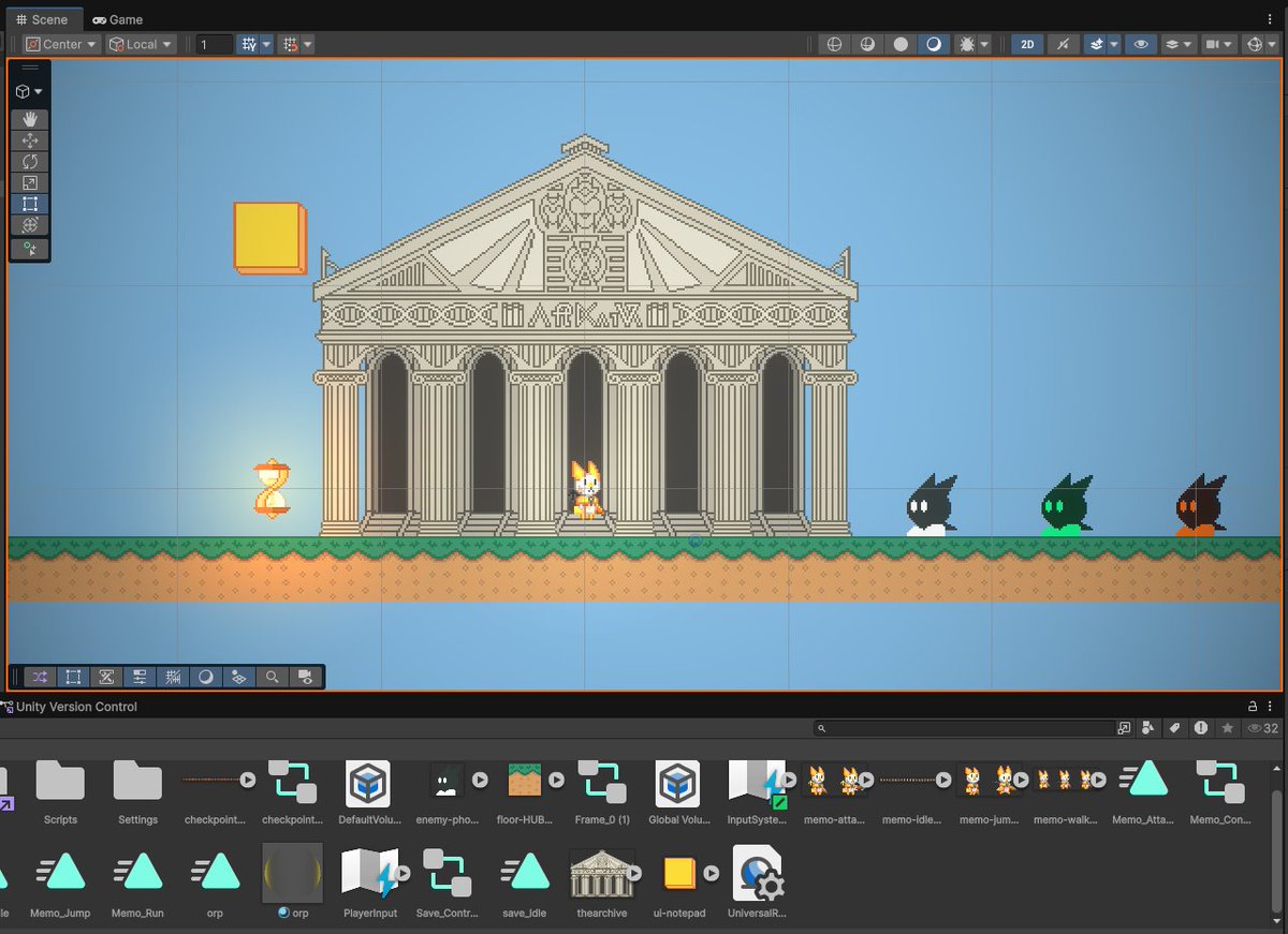 AvalonGameArts's tweet photo. Switched to Unity on 4/5 with my brother's help and already made much more progress than what I had in GameMaker👀 The main gameplay of "capturing" abilities from enemies WORKS, and once I figure out how to record video of it I will of course update here💛 #GameDev #2DGame #Unity https://t.co/tB8Fl1stLv