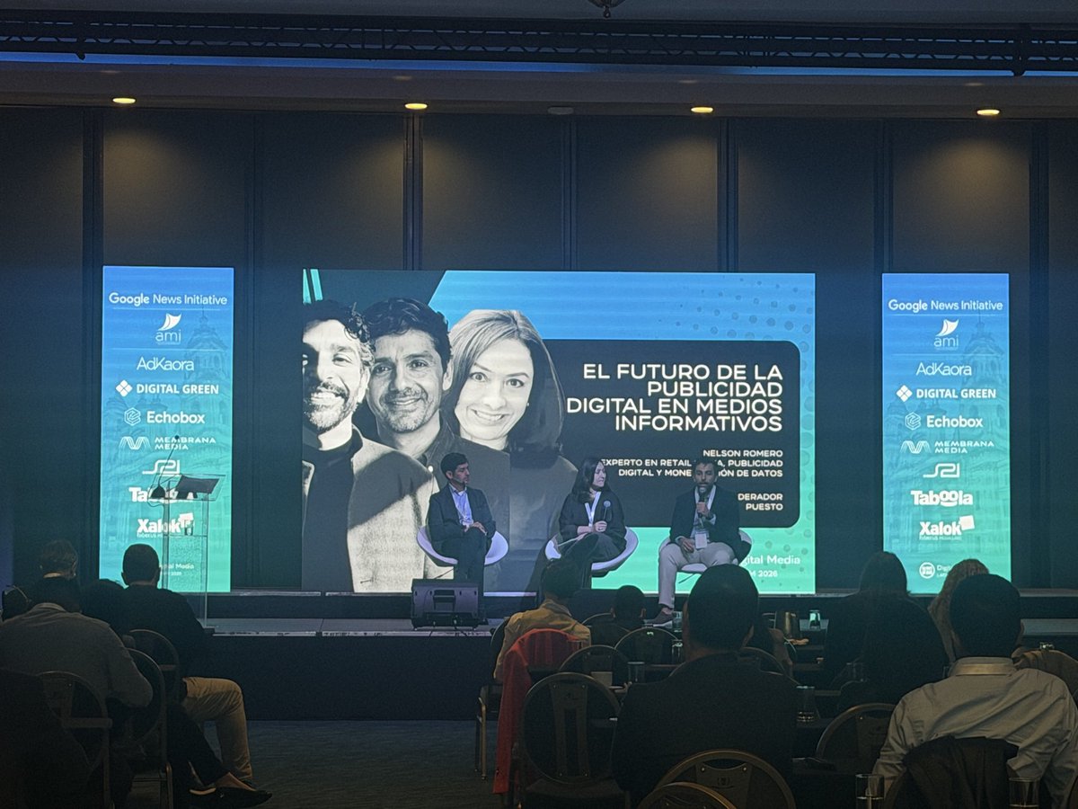 wanifraLATAM's tweet photo. #DML2026 Nelson Romero, Giancarlo Arena y Olga Britto están hablando de publicidad. https://t.co/3coc3c6f2F