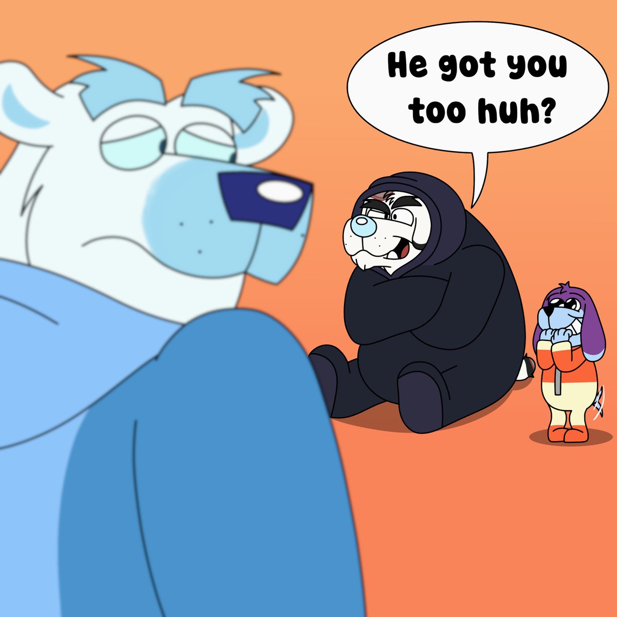 siriley200's tweet image. Seems like Vaarnok wasn't the only one to be tricked into wearing a onesie lol #CartoonArt #cartoonstyle #cartoon #ArtistOnTwitter #arttwt #oc #Anthro #anthroart #furryart #cartoondog #dog #polarbear #cartoonpolarbear