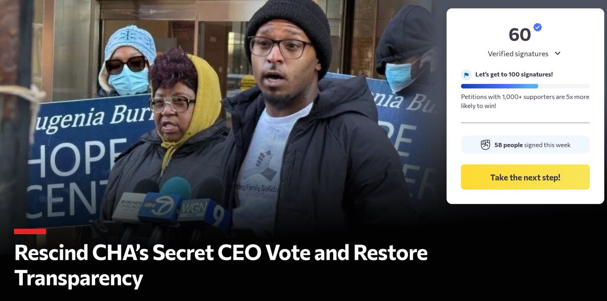 WFS_Chicago's tweet photo. 🚨 Action needed: Transparency at CHA

A recent CEO vote is calling for some accountability.

✊🏾 Take action today:
1️⃣ Sign the petition: https://t.co/33xvWztAPn
2️⃣ Contact CHA leadership
Call or text: 312-208-7348

Residents deserve transparency.

👉 Share &amp; stand with us

#CHA https://t.co/7InfESa0TR