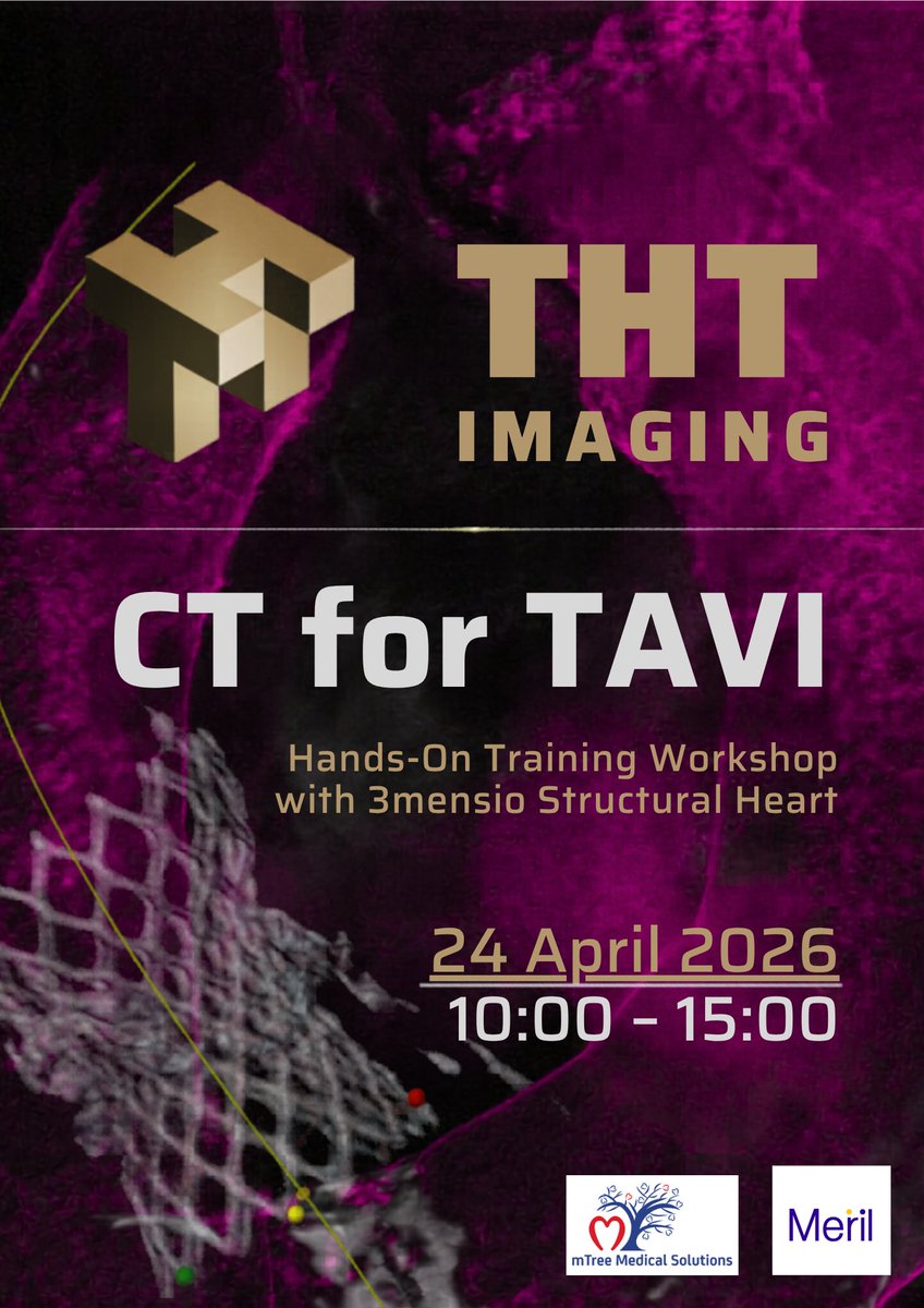 THTconference's tweet photo. TAVI is getting younger. Your CT planning has to get smarter.

Hands-on at #WCCI2026:
• Annulus sizing for lifetime strategy
• Coronary re-access prediction
• Commissural alignment
• TAV-in-TAV feasibility
• Surveillance CT

24 Apr · Warsaw · 3mensio

Faculty:
@JoannaNawara @RafalWolny

Register: https://t.co/RgcWQe5bmw

#THTimaging @aisnptk