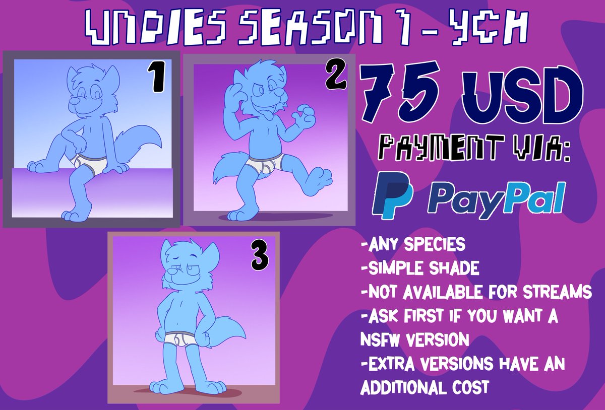 JordanFrechet's tweet photo. Undies Season 1 - YCH
It's the perfect season to be in your underwear.
You can ask for this YCH sending me a private message or a message to my telegram @/ Frechet_Schwartz (Only Business Account)😄
Payment via Paypal 👈🏼 https://t.co/1qUcFHUNdi