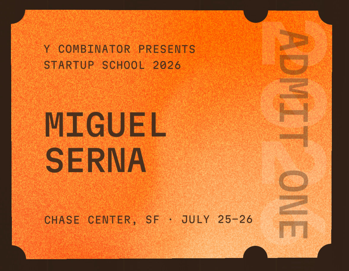 locked in with <a href="/ycombinator/">Y Combinator</a> for startup school 🤞

who else will be in SF late july?