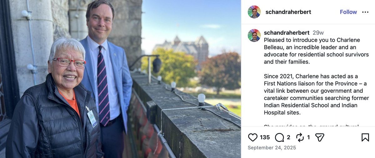 A must-watch exchange in the BC Legislature. Guess who pops up to defend Charlene Belleau?

BC NDP Minister of Indigenous Relations Spencer Chandra Herbert, who previously praised Charlene Belleau as “an incredible leader.”