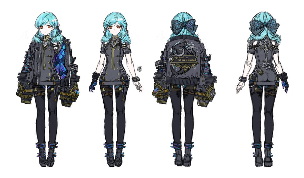 OCの三面図!!!ぼくもうちの子たちの後ろ姿を今初めて見た!!!!🤪✌️ 