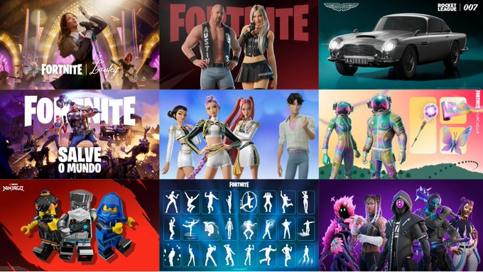 japahttv's tweet image. A loja do Fortnite de hoje apresenta Laufey, WWE (Steve Austin e Liv Morgan), Aston Martin DB5 do 007, Salve o Mundo, Coachella, Guerreiras do K-Pop, LEGO Ninjago, gestos, Drops, pacotes e músicas.

#fortnite