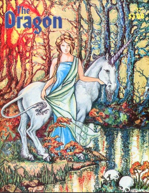 GigagodSesamar's tweet image. Dragon Magazine #37, published in May 1980, is a classic issue from the early days of Advanced Dungeons &amp;amp; Dragons (AD&amp;amp;D). It is widely recognized for its beautiful cover art by Darlene Pekul. 
#Sesamar #unicorn #unicorns #fantasyart
