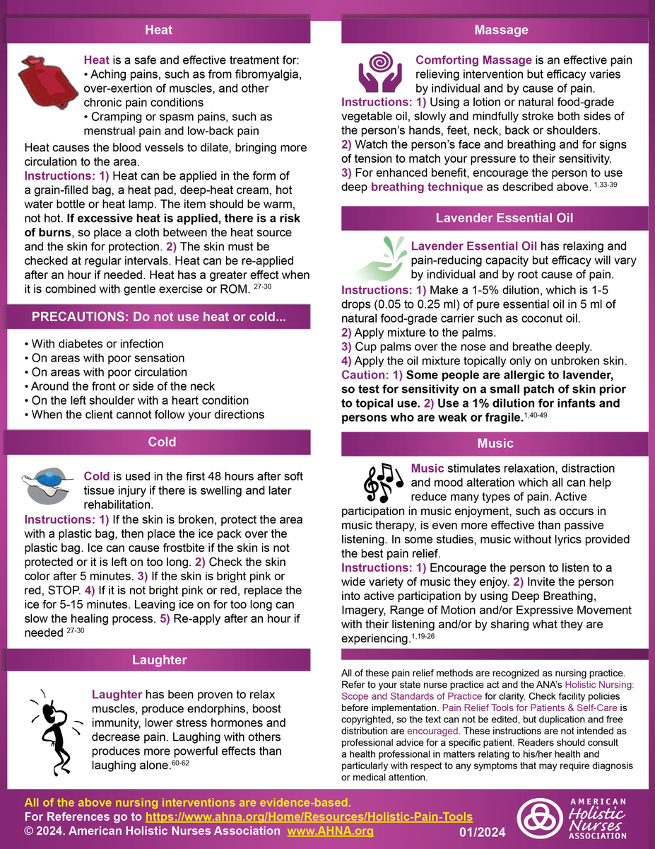 OfficialAHNA's tweet photo. AHNA’s “Holistic Pain Relief Toolkit” is used to educate and support nurses in the use of evidence-based nonpharmacologic approaches in their nursing practice and self-care. Available in Spanish, Portuguese, Japanese, Italian and English at https://t.co/CyzSskGTBd https://t.co/7mejiFEyiW